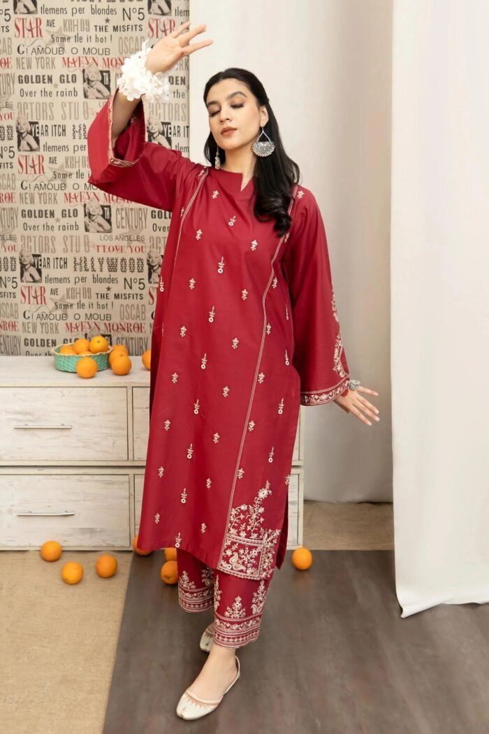 URGE 3PC Lawn Embroidered Shirt With Printed Dupatta-436 - Image 9