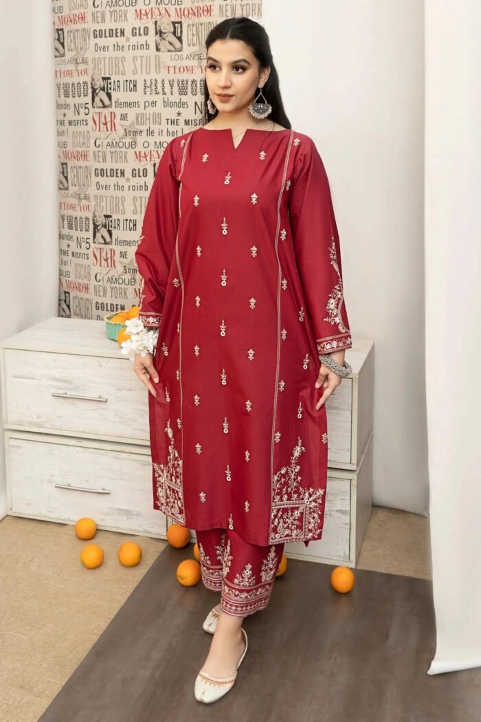 URGE 3PC Lawn Embroidered Shirt With Printed Dupatta-436 - Image 5