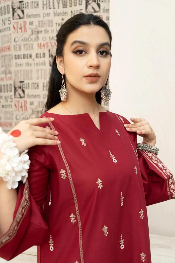 URGE 3PC Lawn Embroidered Shirt With Printed Dupatta-436 - Image 6