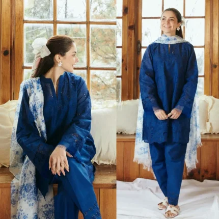ZARA SHAHJAHAN 3PC Lawn Chikankari Embroidered Shirt With Printed Dupatta-486