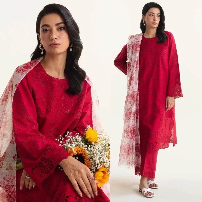 Shop with Namra is offering ZARA SHAHJAHAN 3PC Lawn Chikankari Embroidered Shirt With Printed Dupatta 487 in latest clothing collection 2024