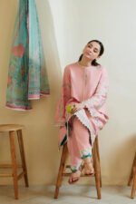 ZARA SHAHJAHAN 3PC Lawn Embroidered Shirt With Printed Dupatta-377 - Image 6