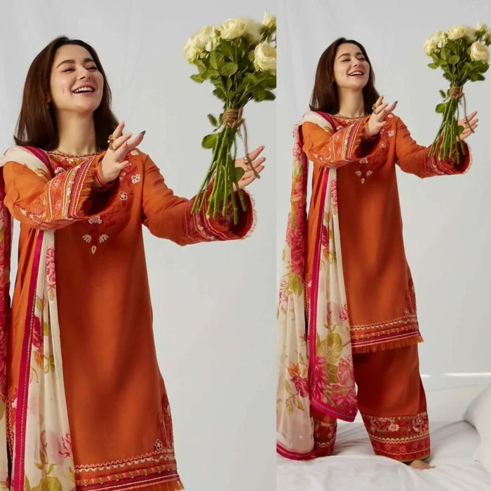 ZARA SHAHJAHAN 3PC Lawn Embroidered Shirt With Printed Dupatta-466 - Image 1