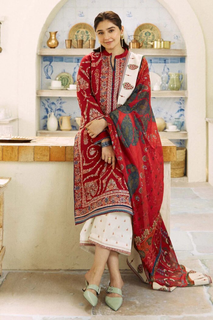 ZARA SHAHJAHAN 3PC Lawn Embroidered Shirt With Printed Dupatta-482 - Image 5