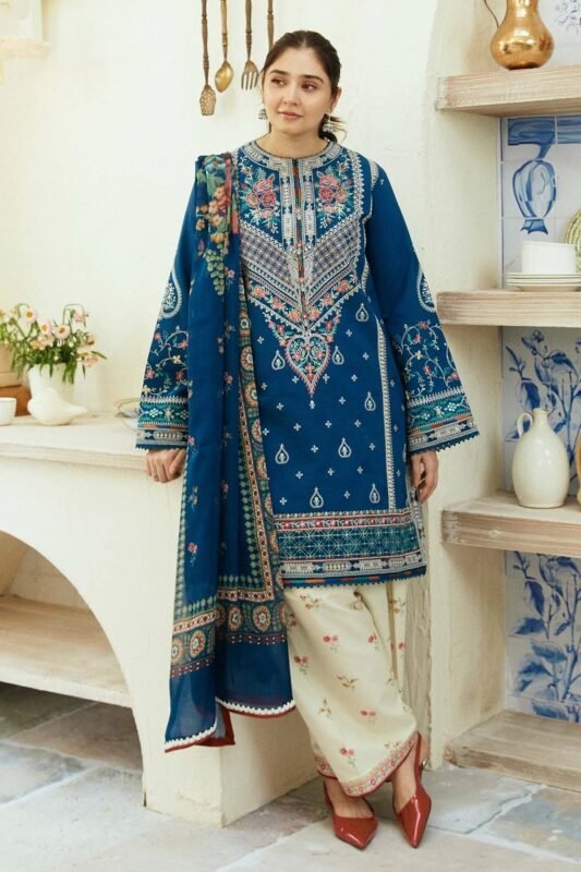 Shop with Namra is offering ZARA SHAHJAHAN 3PC Lawn Embroidered Shirt With Printed Dupatta 489 1 in latest clothing collection 2024