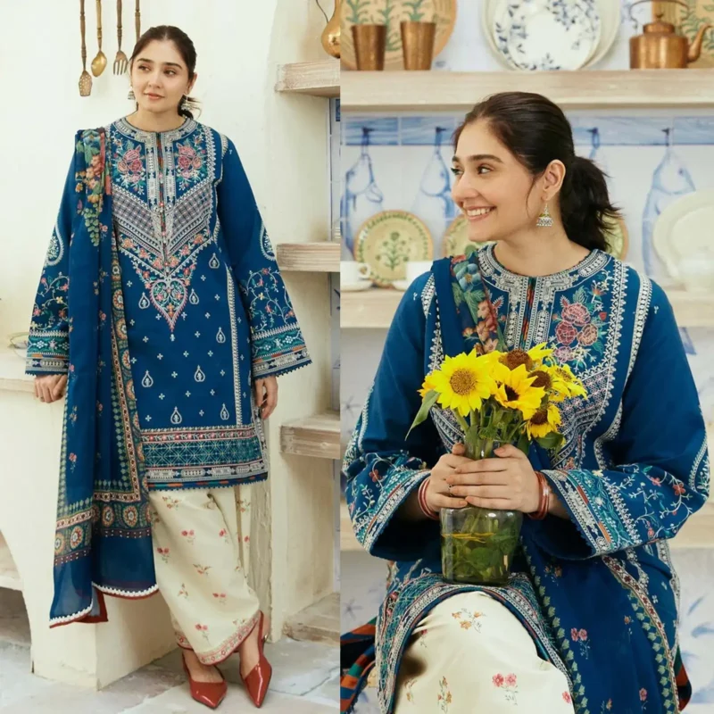 Shop with Namra is offering ZARA SHAHJAHAN 3PC Lawn Embroidered Shirt With Printed Dupatta 489 in latest clothing collection 2024