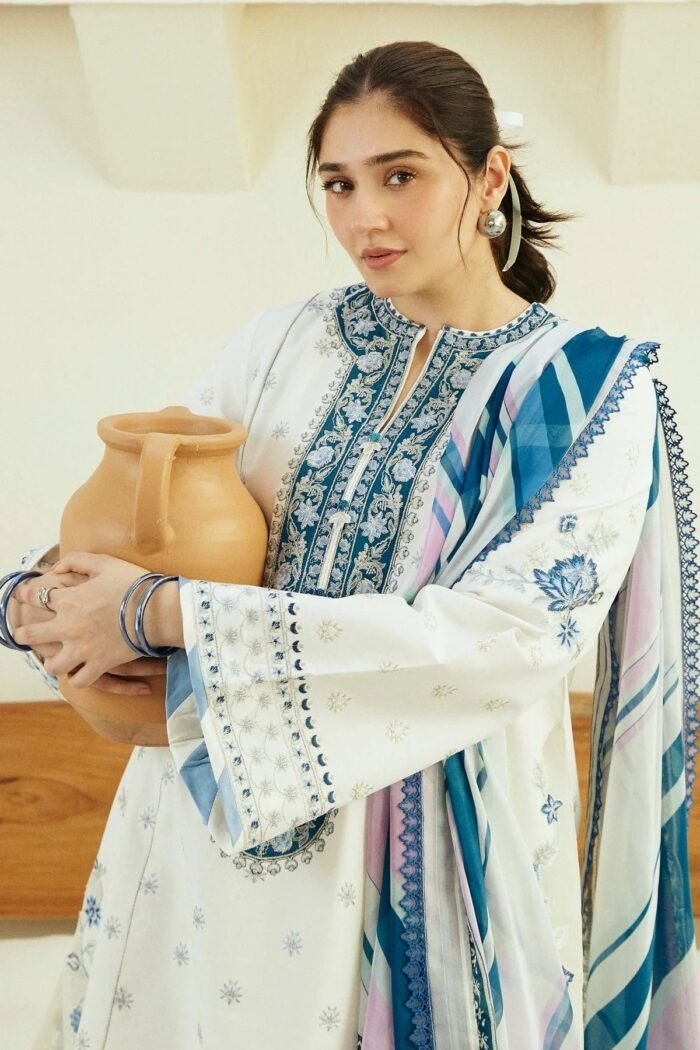 ZARA SHAHJAHAN 3PC Lawn Embroidered Shirt With Printed Dupatta-492 - Image 3