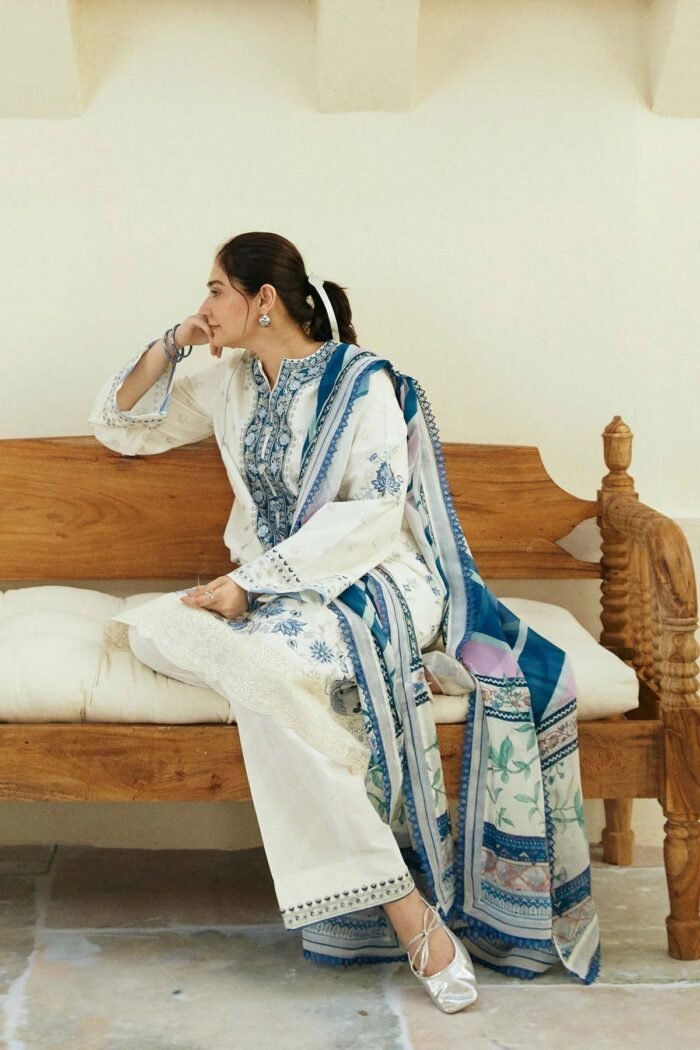 ZARA SHAHJAHAN 3PC Lawn Embroidered Shirt With Printed Dupatta-492 - Image 4