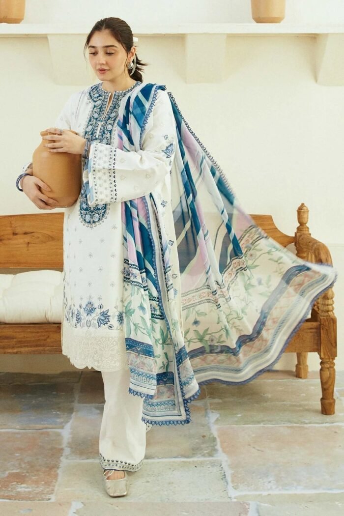 ZARA SHAHJAHAN 3PC Lawn Embroidered Shirt With Printed Dupatta-492 - Image 5