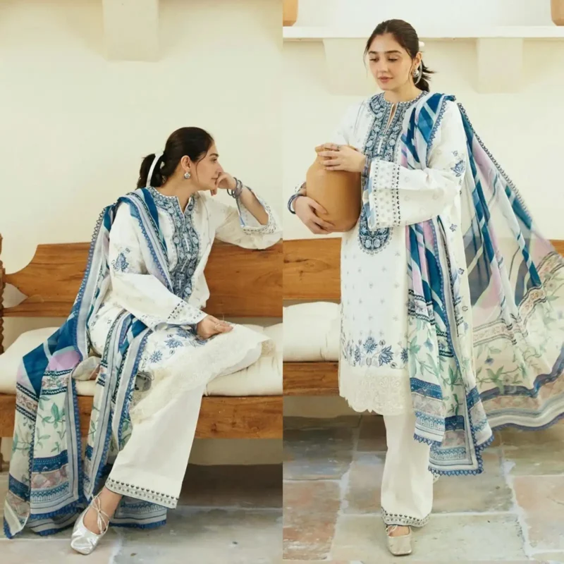 Shop with Namra is offering ZARA SHAHJAHAN 3PC Lawn Embroidered Shirt With Printed Dupatta 492 in latest clothing collection 2024