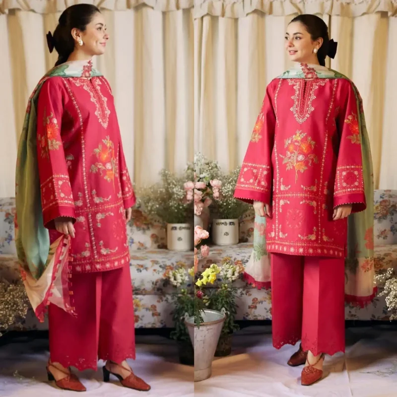 Shop with Namra is offering ZARA SHAHJAHAN 3PC Lawn Embroidered Shirt With Printed Dupatta 493 in latest clothing collection 2024