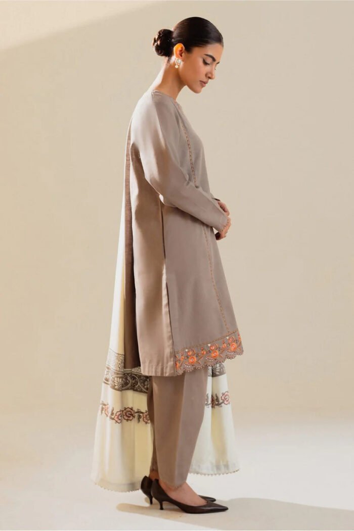 Zara Shahjahan 3PC Lawn Embroidered Shirt With PRINT Dupatta-365 - Image 4