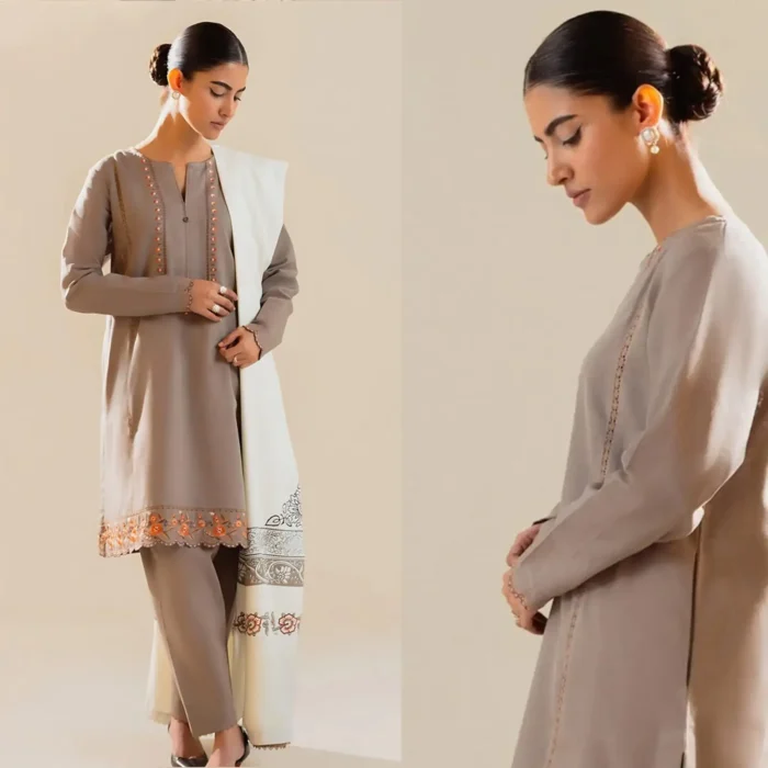 Zara Shahjahan 3PC Lawn Embroidered Shirt With PRINT Dupatta-365 - Image 1