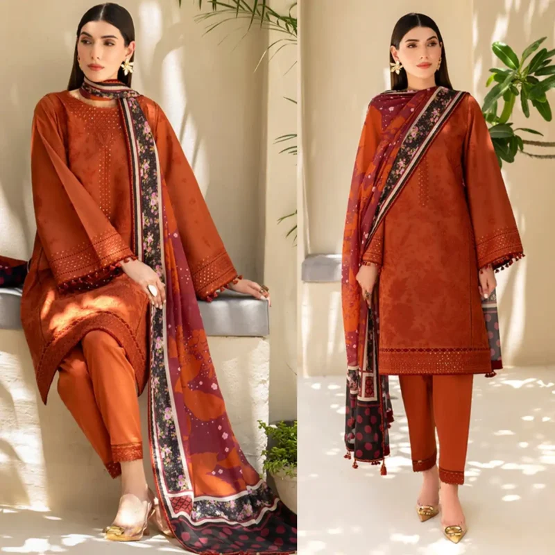 Shop with Namra is offering JAZMIN 3PC Lawn Embroidered With Printed Dupatta 472 in latest clothing collection 2024