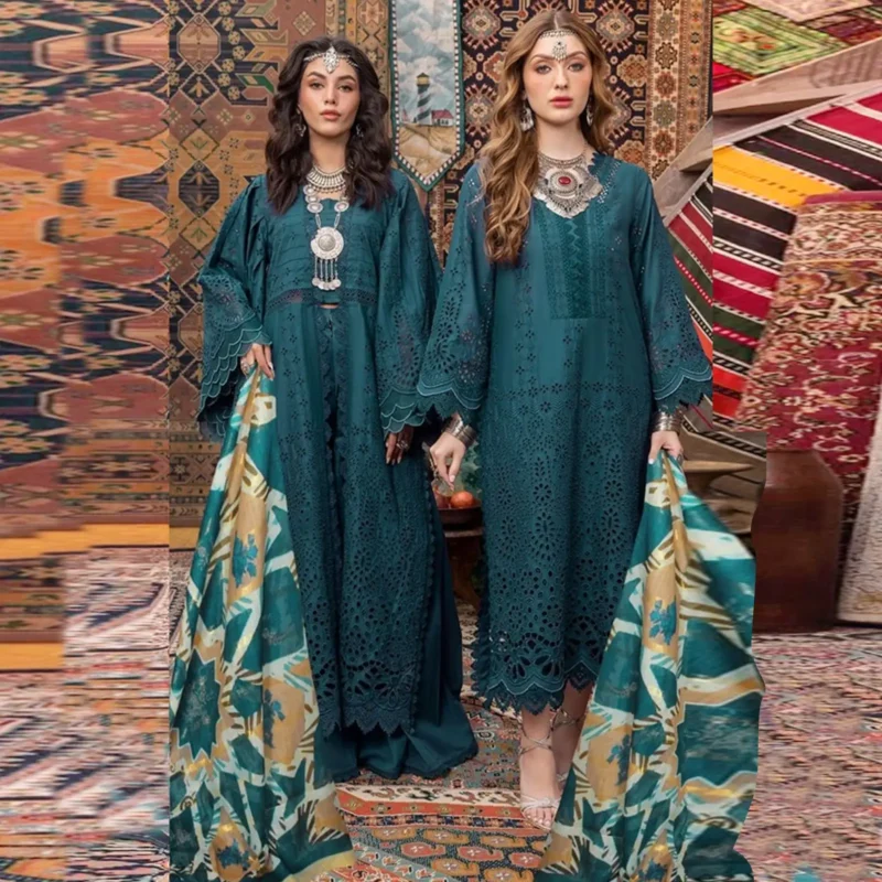 Shop with Namra is offering MARIA B 3PC LAWN CHIKANKAARI EMBROIDERED SHIRT WITH DIAMOND PRINTED DUPATTA 505 in latest clothing collection 2024