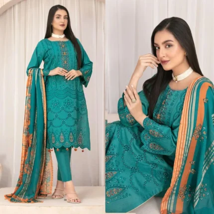 Tawakkal Chikankari Lawn 3PC Embroidered With Printed Dupatta-440