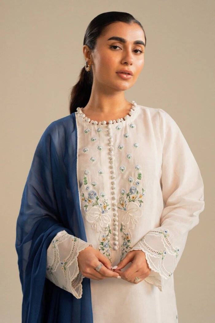ZARA SHAHJAHAN 3PC Lawn Embroidered Shirt With Chiffon Dupatta-483 - Image 3
