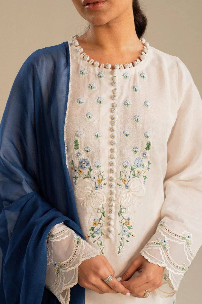 ZARA SHAHJAHAN 3PC Lawn Embroidered Shirt With Chiffon Dupatta-483 - Image 4