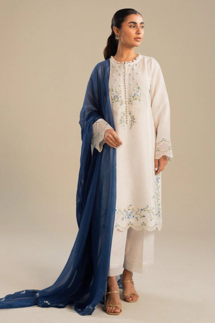 ZARA SHAHJAHAN 3PC Lawn Embroidered Shirt With Chiffon Dupatta-483 - Image 5