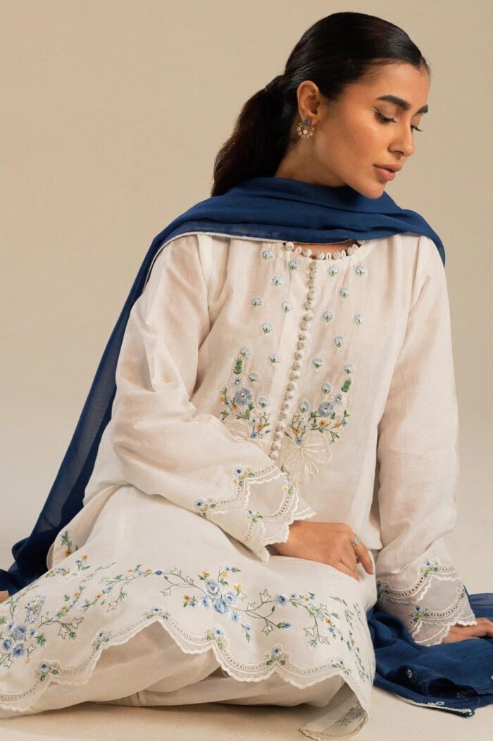 ZARA SHAHJAHAN 3PC Lawn Embroidered Shirt With Chiffon Dupatta-483 - Image 6