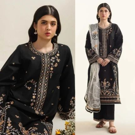 ZARA SHAHJAHAN 3PC Lawn Embroidered Shirt With Printed Dupatta-490