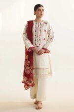 ZARA SHAHJAHAN 3PC Lawn Embroidered Shirt With Printed Dupatta-494 - Image 3