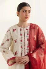 ZARA SHAHJAHAN 3PC Lawn Embroidered Shirt With Printed Dupatta-494 - Image 2