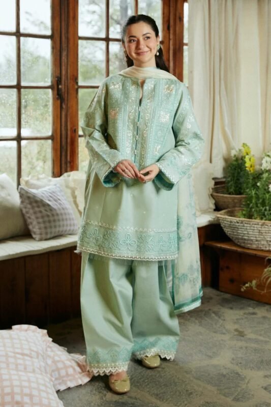 Shop with Namra is offering ZARA SHAHJAHAN 3PC Lawn Embroidered Shirt With Printed Dupatta 495 1 in latest clothing collection 2024