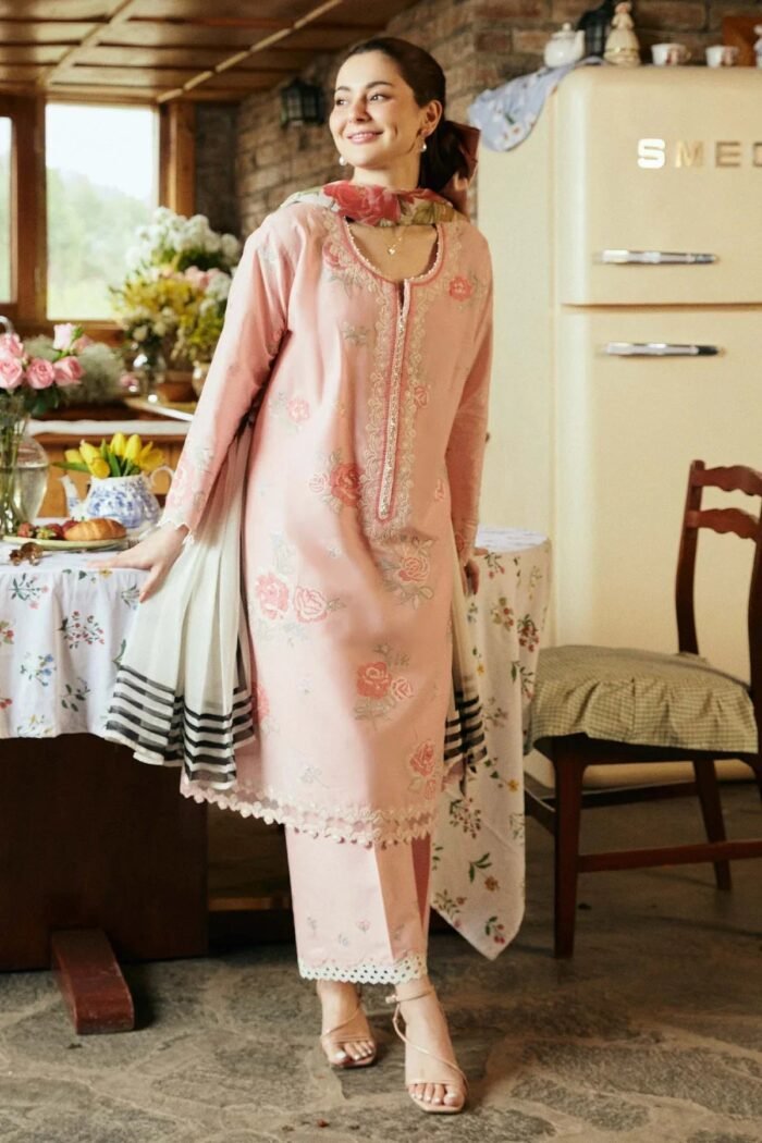 ZARA SHAHJAHAN 3PC Lawn Embroidered Shirt With Printed Dupatta-502 - Image 2