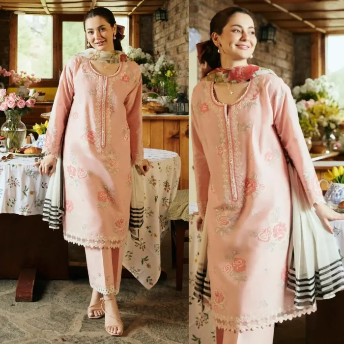 ZARA SHAHJAHAN 3PC Lawn Embroidered Shirt With Printed Dupatta-502 - Image 1