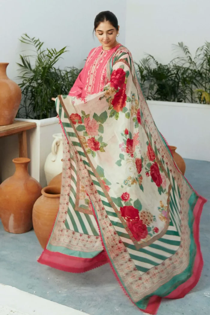 ZARA SHAHJAHAN 3PC Lawn Embroidered Shirt With Printed Dupatta-515 (3) ZARA SHAHJAHAN 3PC Lawn Embroidered Shirt With Printed Dupatta-515 - Image 2