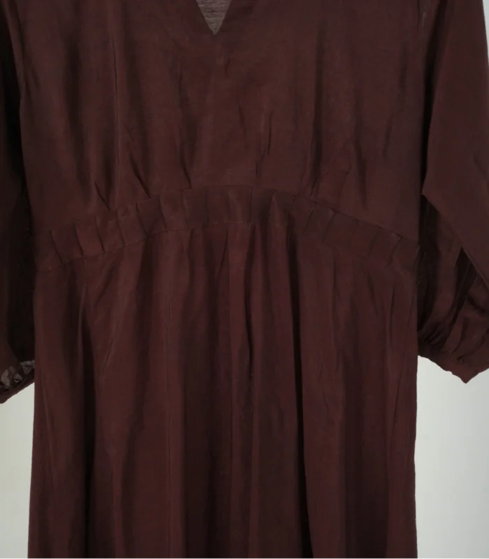 Revival Coffee Paper Silk Dress Collared Frock Style - Image 5