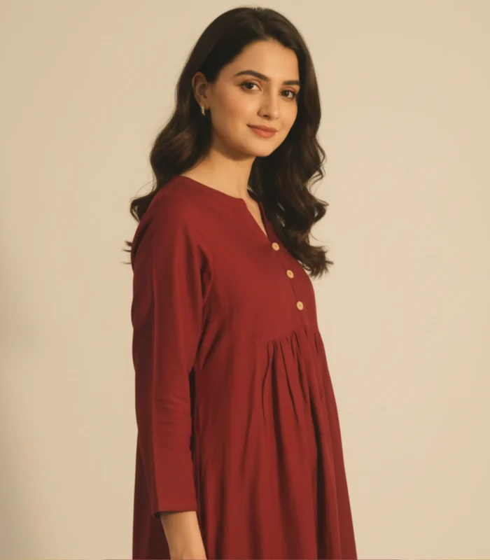 Maroon Staple Silk 2 Piece Suit Revival Collection