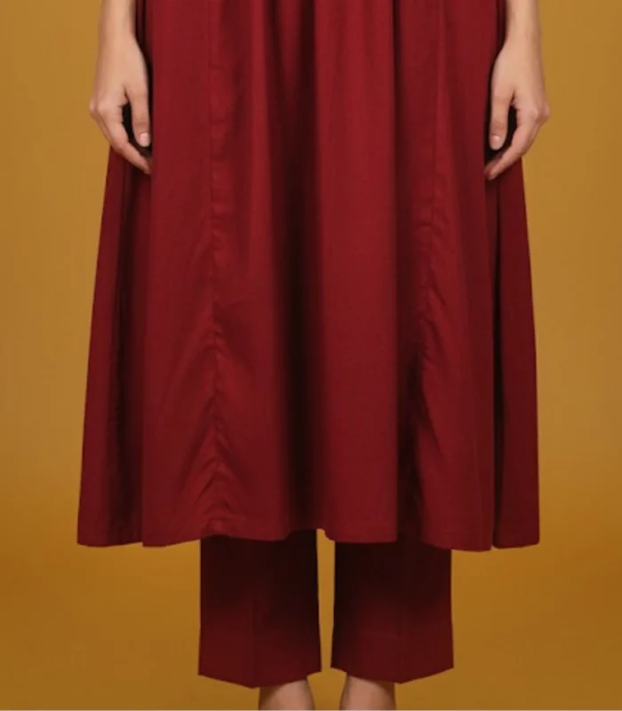 Maroon Staple Silk 2 Piece Suit Revival Collection