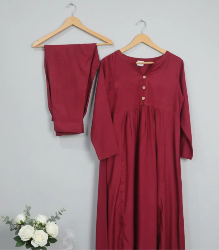 Maroon Staple Silk 2 Piece Suit Revival Collection