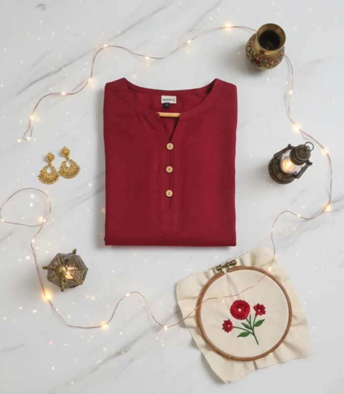 Maroon Staple Silk 2 Piece Suit Revival Collection