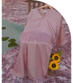 Pastel Pink Rayon Viscose 2 Piece Suit Long Straight Shirt