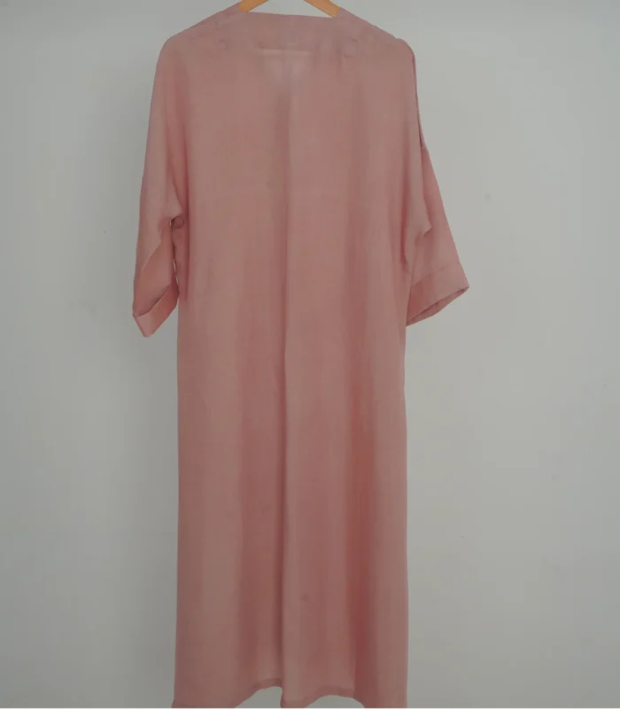 Pastel Pink Rayon Viscose 2 Piece Suit Long Straight Shirt