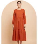 Tiered Rust Nylon Paper Silk Frock Dress Revival Collection