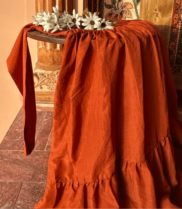 Tiered Rust Nylon Paper Silk Frock Dress Revival Collection