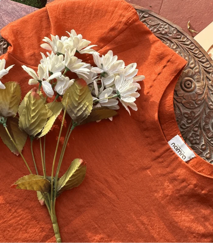 Tiered Rust Nylon Paper Silk Frock Dress Revival Collection