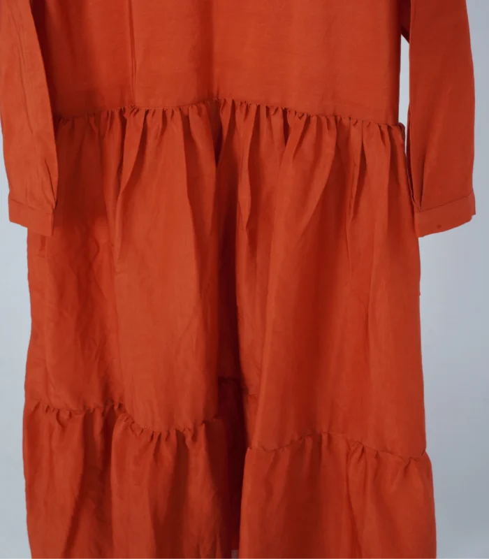 Tiered Rust Nylon Paper Silk Frock Dress Revival Collection