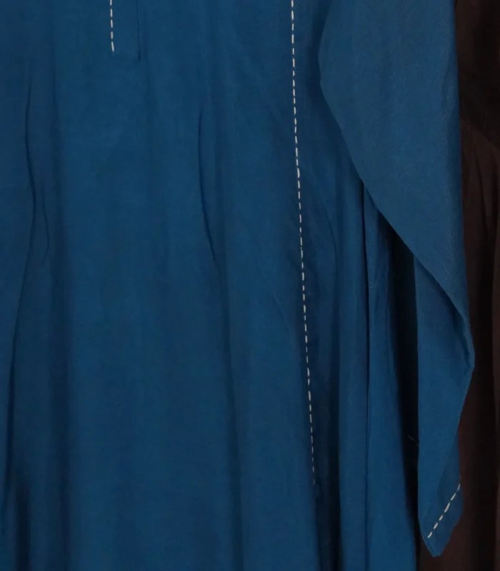 Teal Blue Staple Silk 2 Piece Suit Maxi Long Shirt