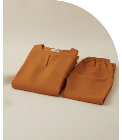 Mocha Minimalist Staple Silk Set | Daily & Semi-Casual Wear 2025 New design